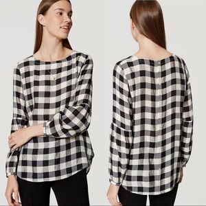 Loft Buffalo Plaid Long Sleeve Blouse